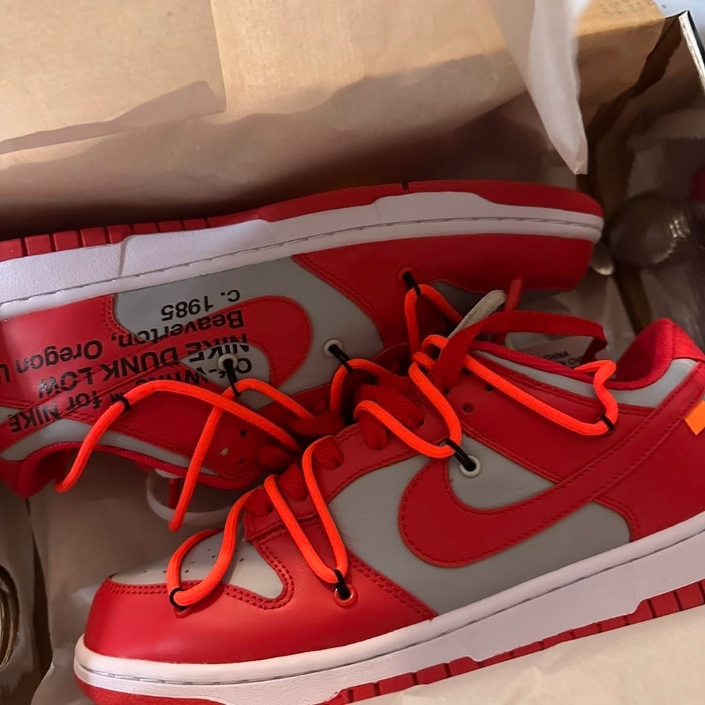 Nike Mens Red and Grey Off White Dunks